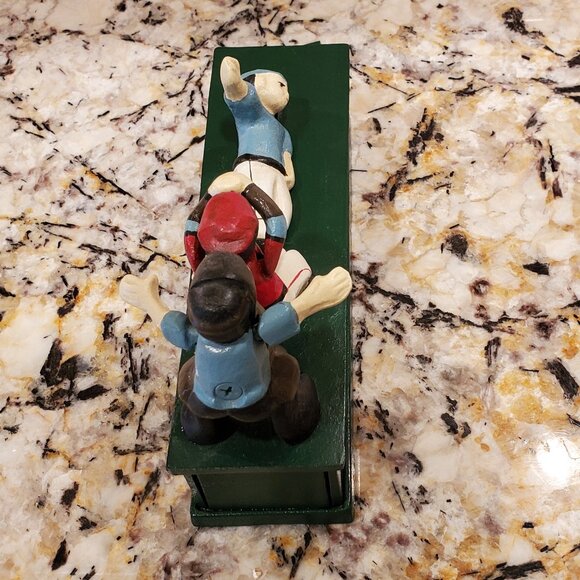 Cast Iron Baseball Mechnical Coin Bank VTG 'SAFE Base Slide ' Collectible VIDEO - Picture 7 of 10